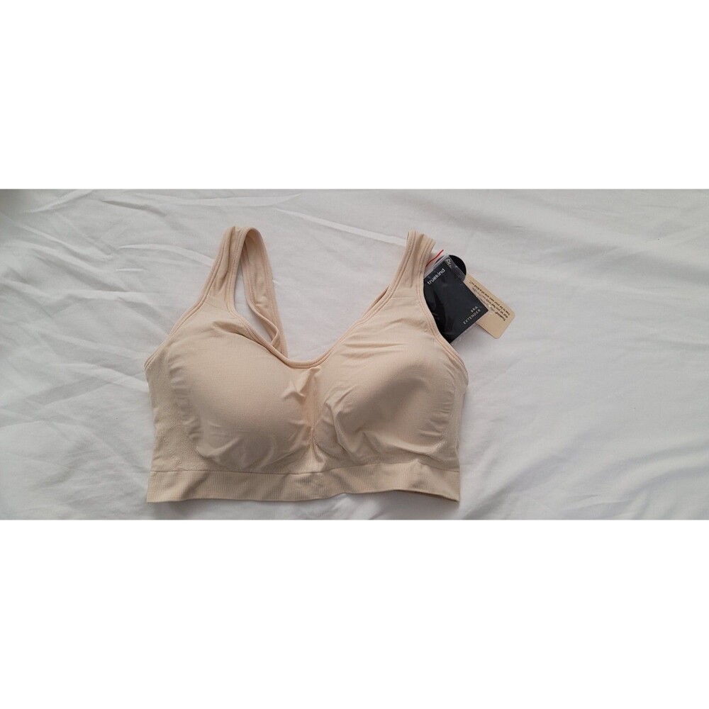 Truekind Womens Sz M Daily Comfort Wireless Shaper Bra w/ Extender Nude 10022